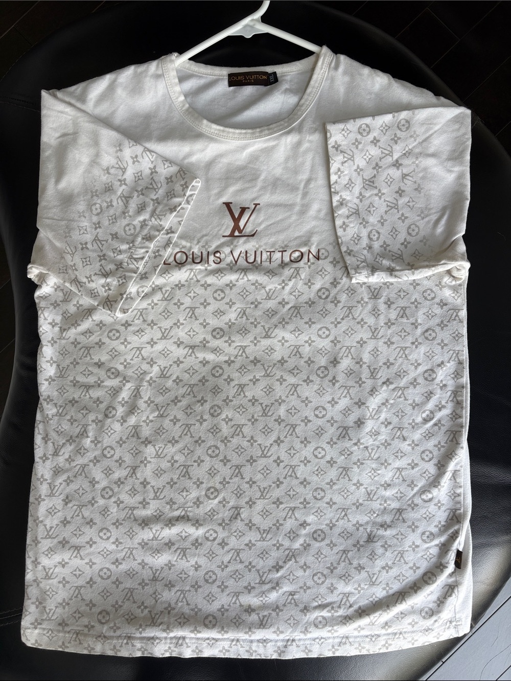 Louis Vuitton White Tee with Brown LV Logo